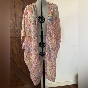 Live 4 Truth Floral Sheer Kimono Wrap in Pink, Lavender & Olive